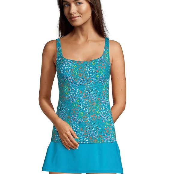 NWT Lands' End Women Square Neck Underwire Adjustable Tankini Size 6 $75 5D404 - Picture 1 of 4
